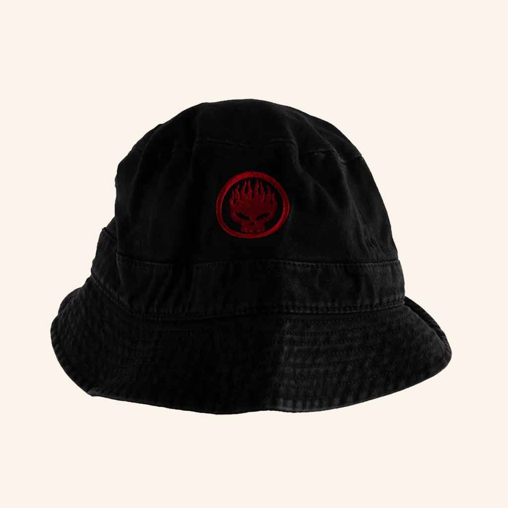 The Offspring Merch Flaming Skull Bucket Hat Embroidered Best Gifts For Husband