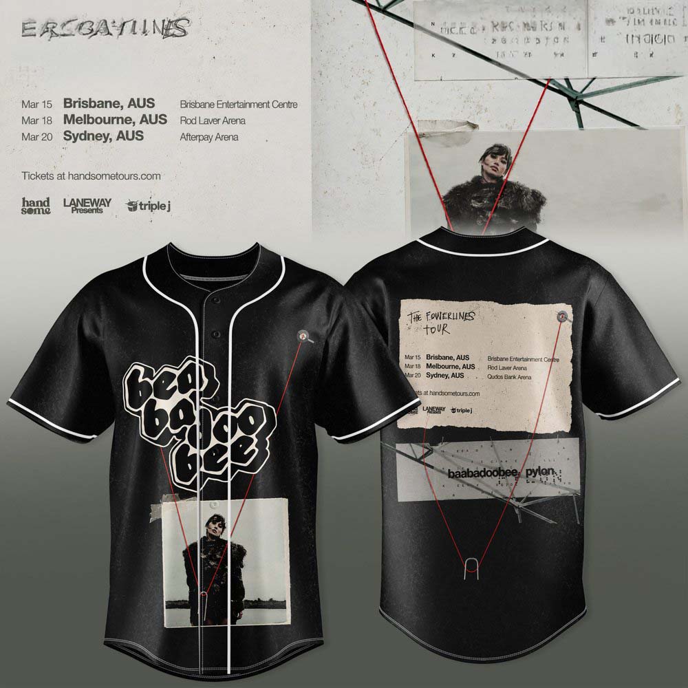 The Powerlines Tour 2026 Black White Paper Texture Baseball Jersey 1 - Unicasport The Powerlines Tour 2026 Black White Paper Texture Baseball Jersey