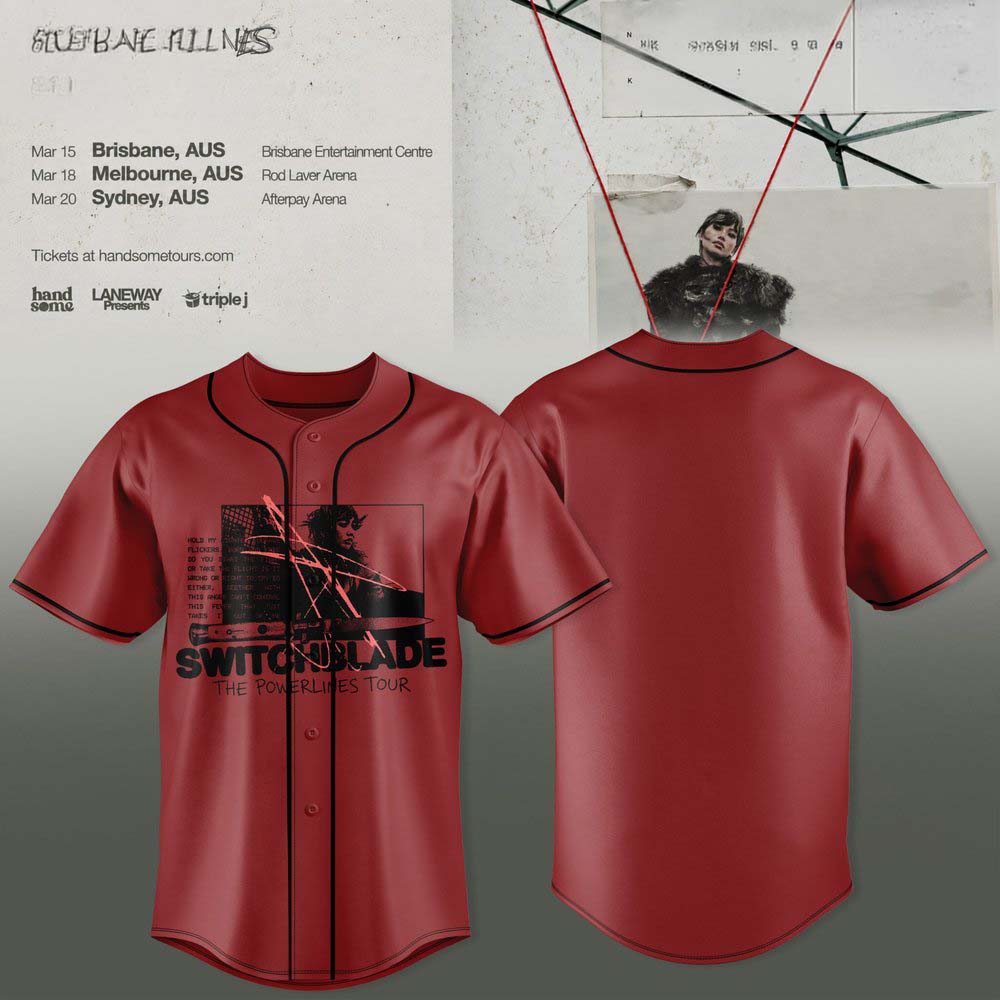 The Powerlines Tour 2026 Red Switchblade Baseball Jersey 2 - Unicasport The Powerlines Tour 2026 Red Switchblade Baseball Jersey