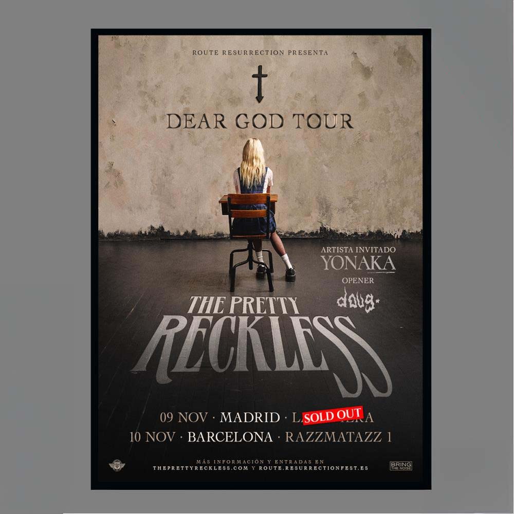 The Pretty Reckless Dear God Tour Yonaka Opener Madrid Barcelona Razzmatazz 1 November 910 Concert Poster
