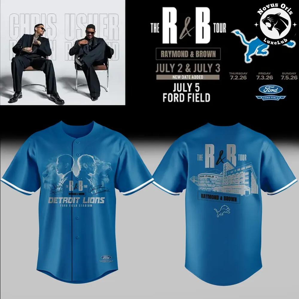 The R&B Tour x Detroit Lions Usher Raymond & Chris Brown Baseball Jersey 1 - Unicasport The R&B Tour x Detroit Lions Usher Raymond & Chris Brown Baseball Jersey