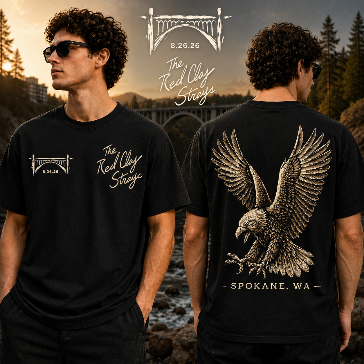 The Red Clay Strays August 26 2026 Numerica Veterans Arena Spokane WA Tour T-Shirt