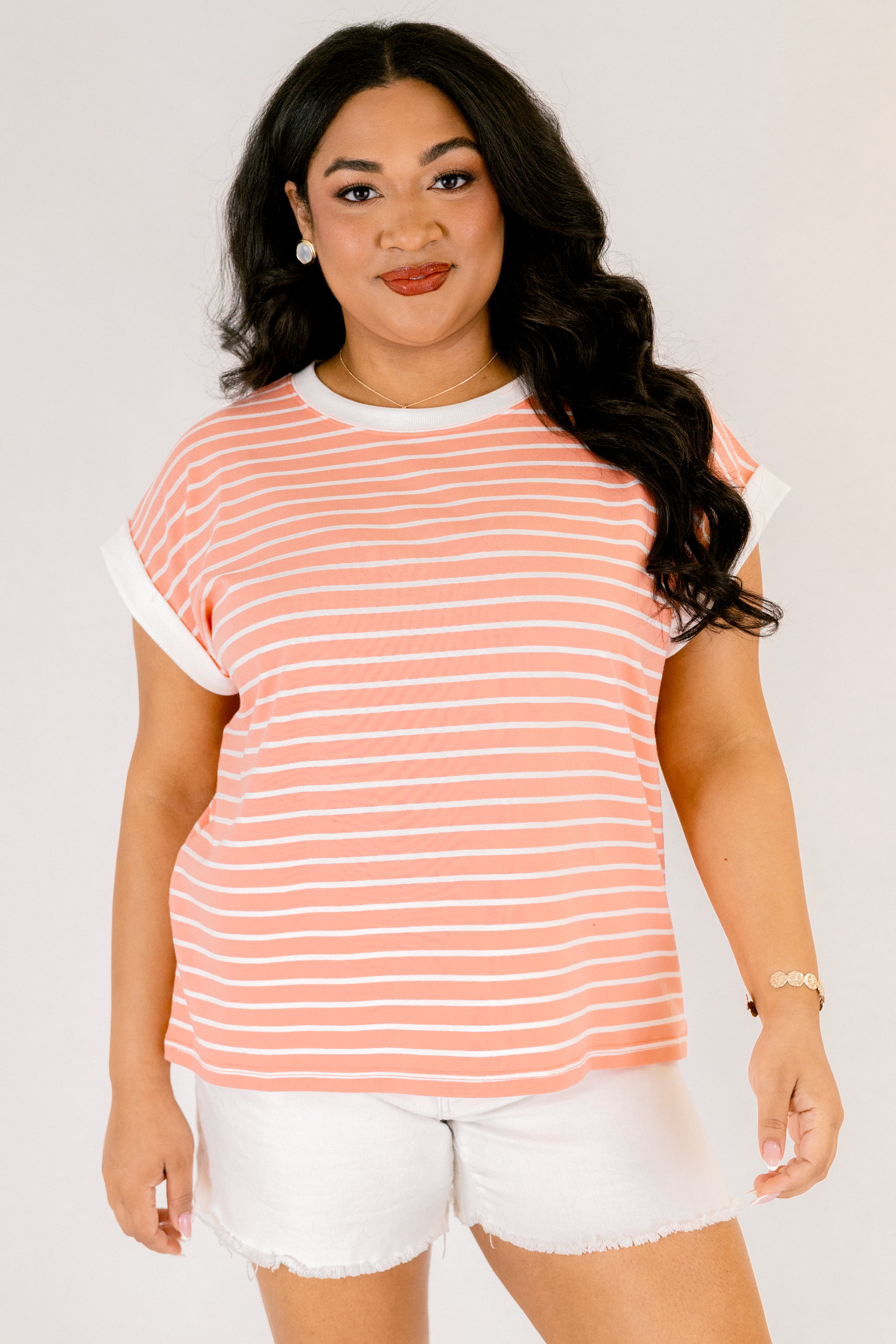 The Savannah Stroll Striped Tee, Coral