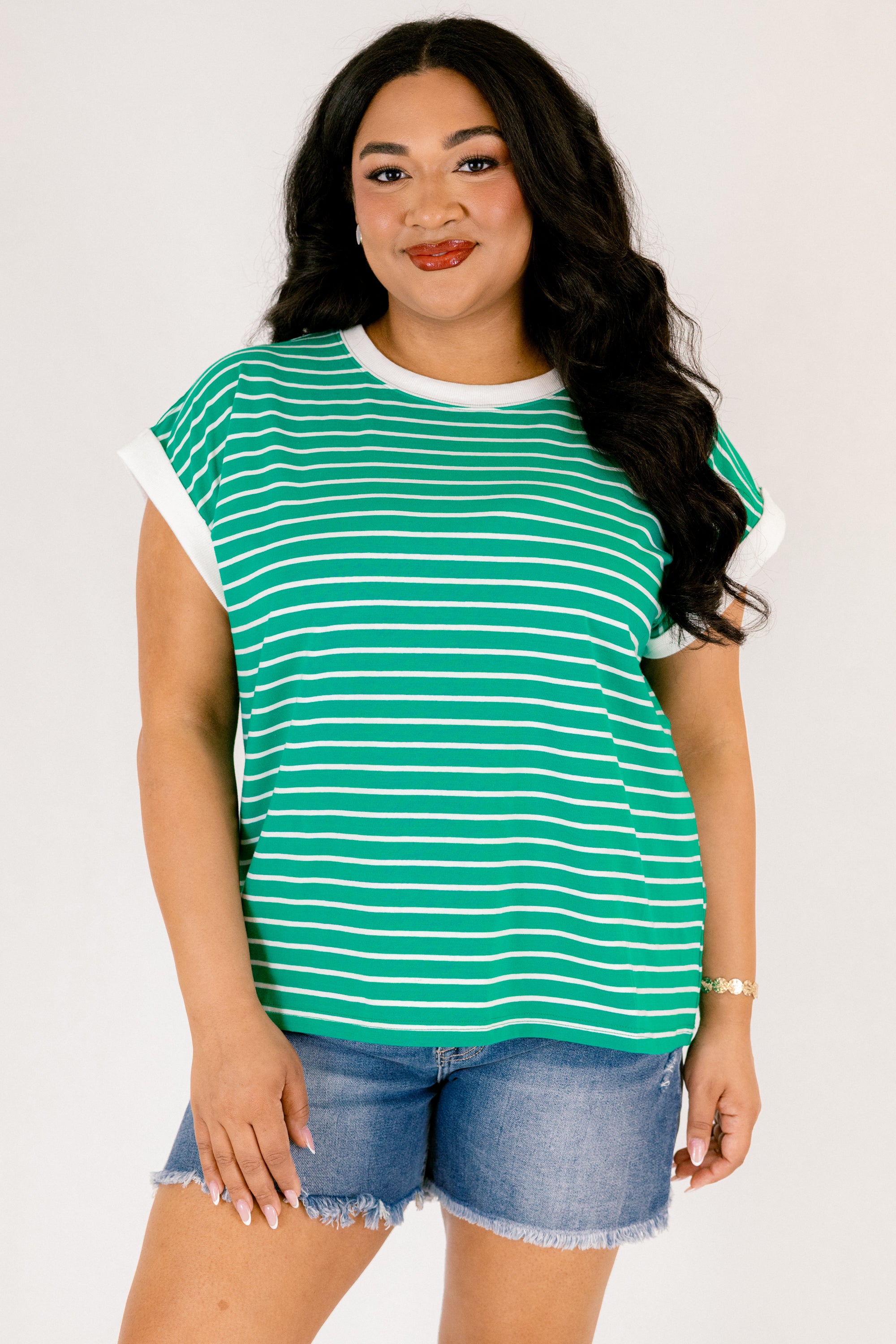 The Savannah Stroll Striped Tee, Kelly Green