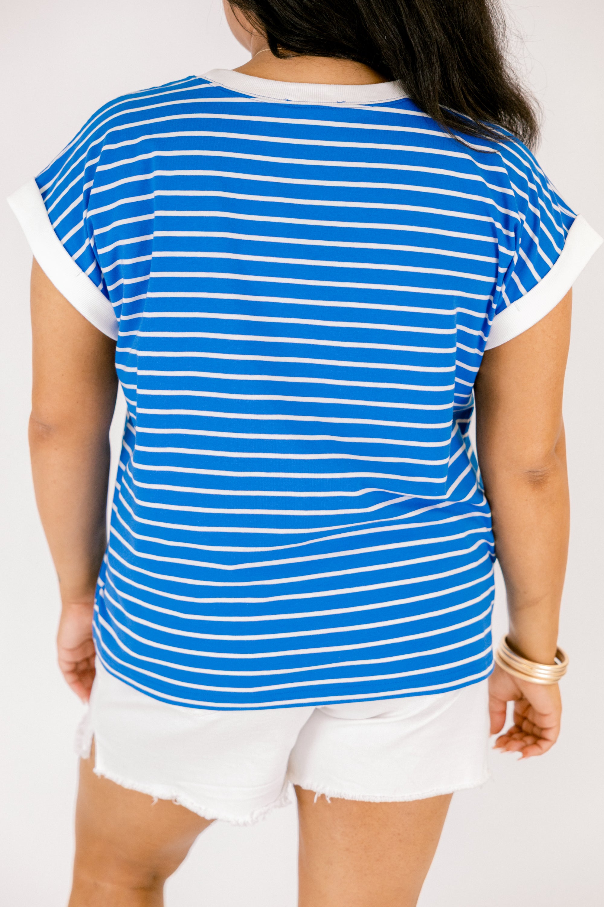 The Savannah Stroll Striped Tee, Ocean Blue 6 The Savannah Stroll Striped Tee, Ocean Blue - Image 6