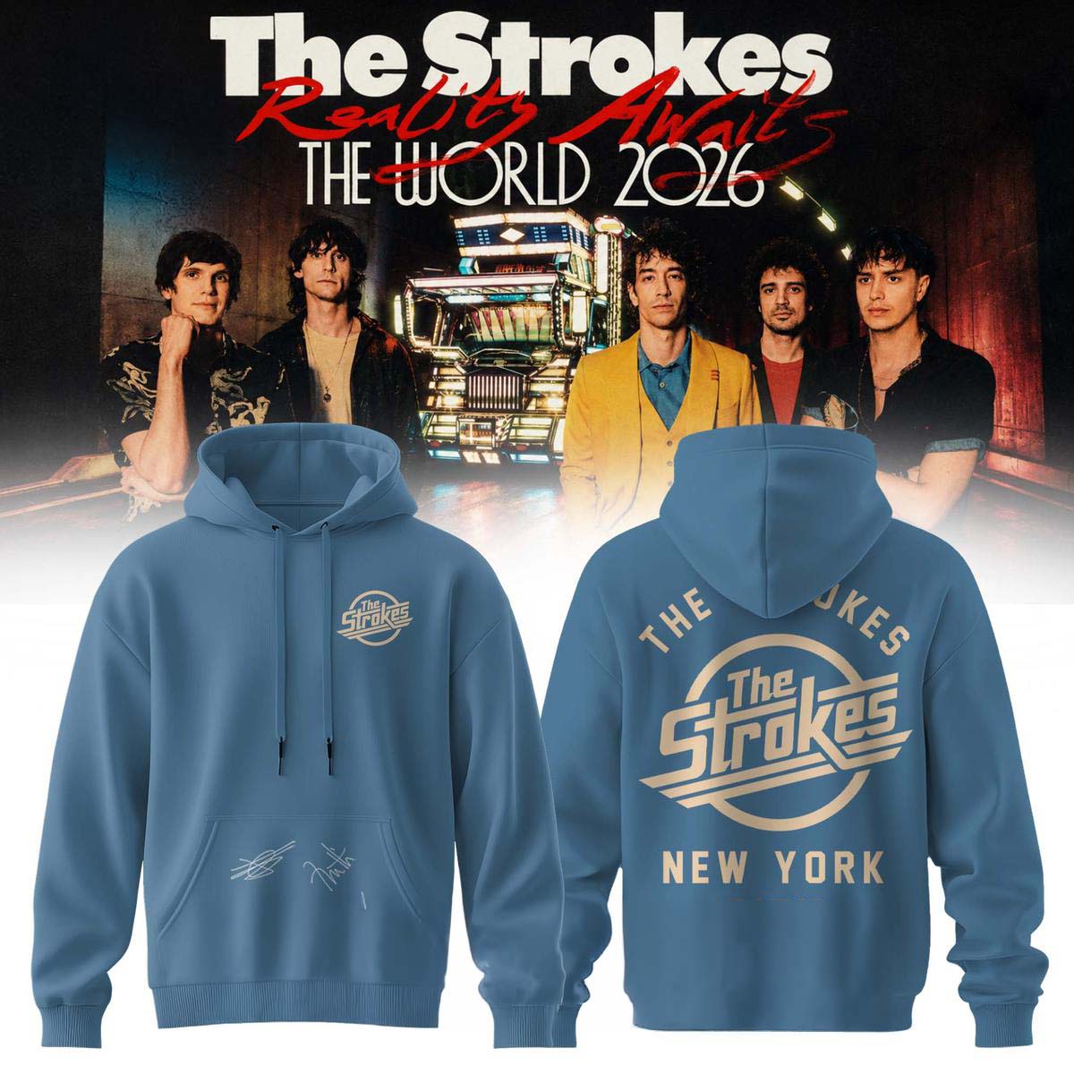 The Strokes Reality Awaits Tour 2026 New York City Hoodie - Gift Idea for Fans