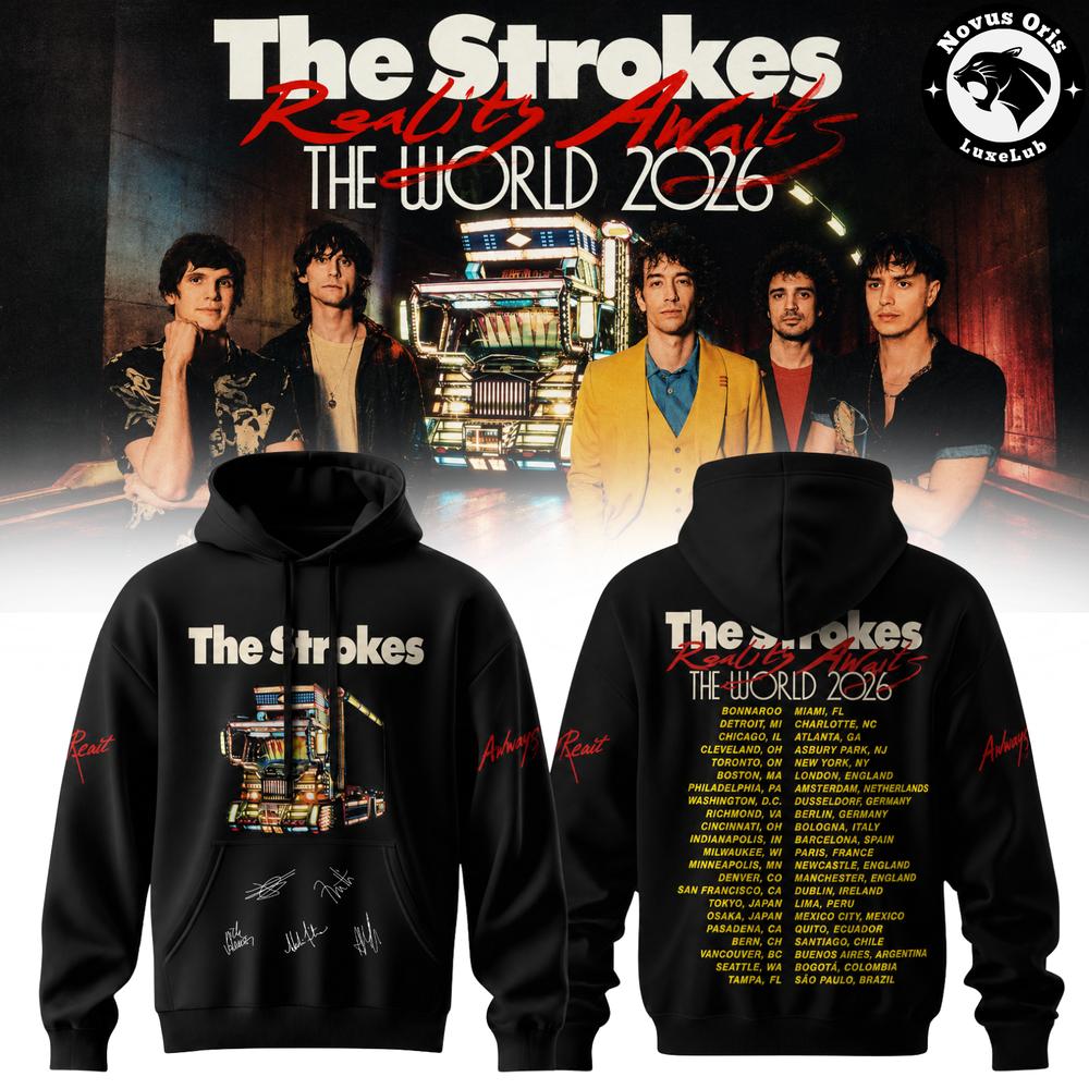 The Strokes Reality Awaits Tour 2026 NYC Signature Pullover Hoodie 1 - Unicasport The Strokes Reality Awaits Tour 2026 NYC Signature Pullover Hoodie