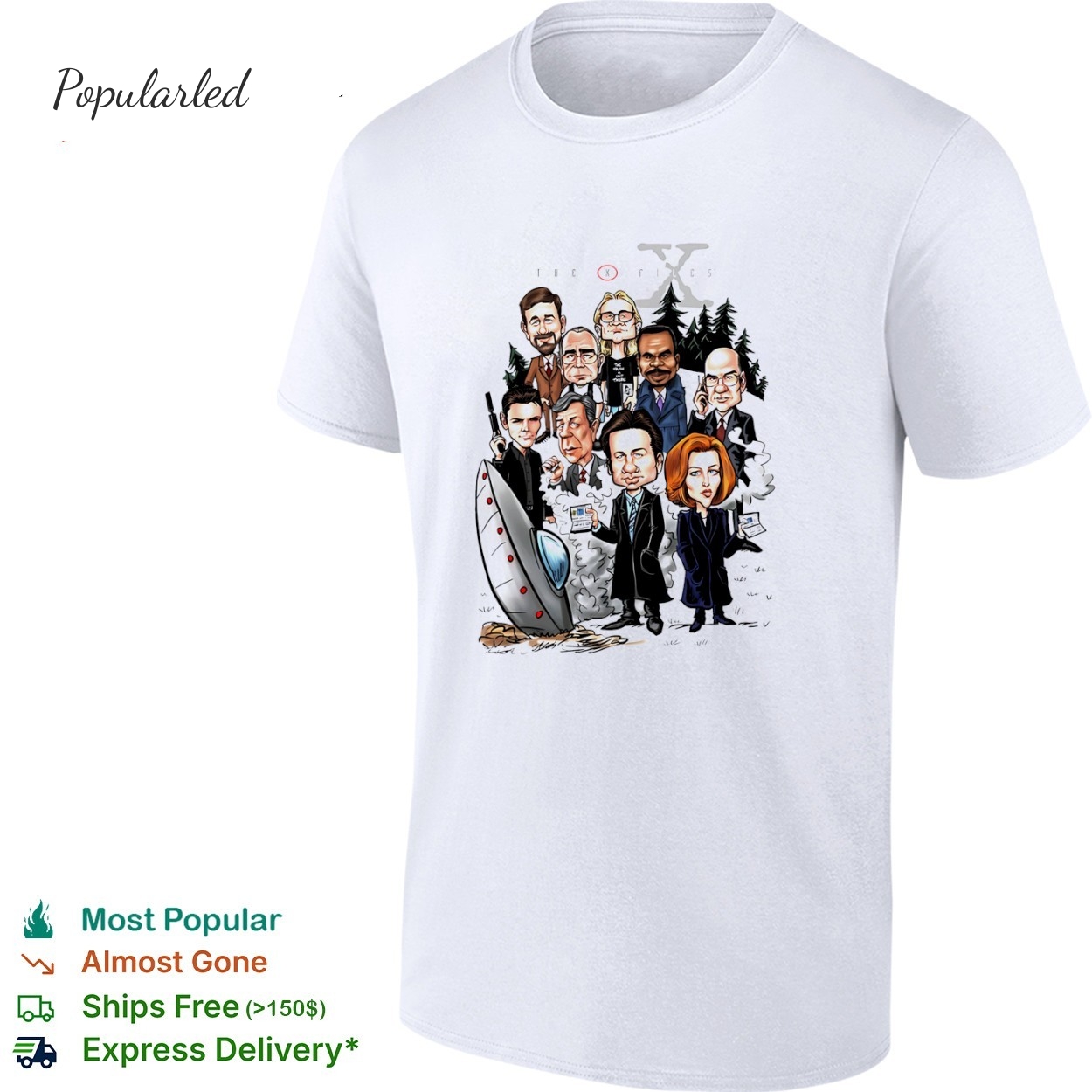 The X-Files characters caricature shirt