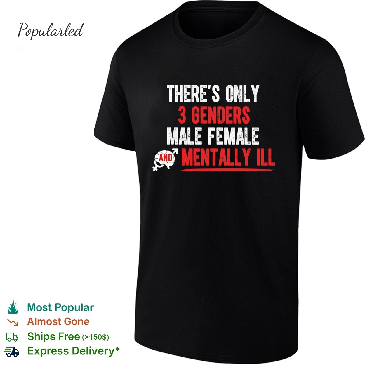Theres Only 3 Genders Male Female Mentally Ill vintage shirt