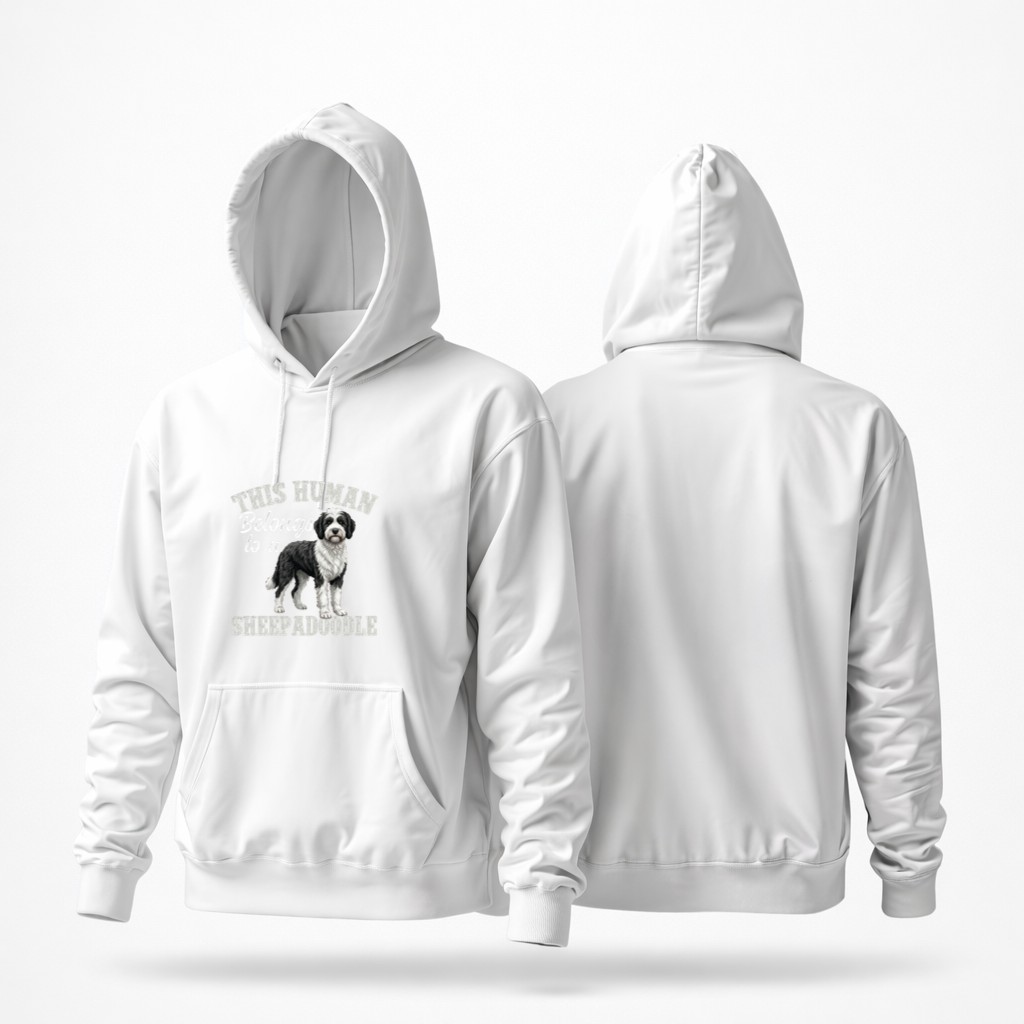 This Human Belongs To Sheepadoodle Owner Sheepadoodle Lover Graphic Hoodie - Image 3