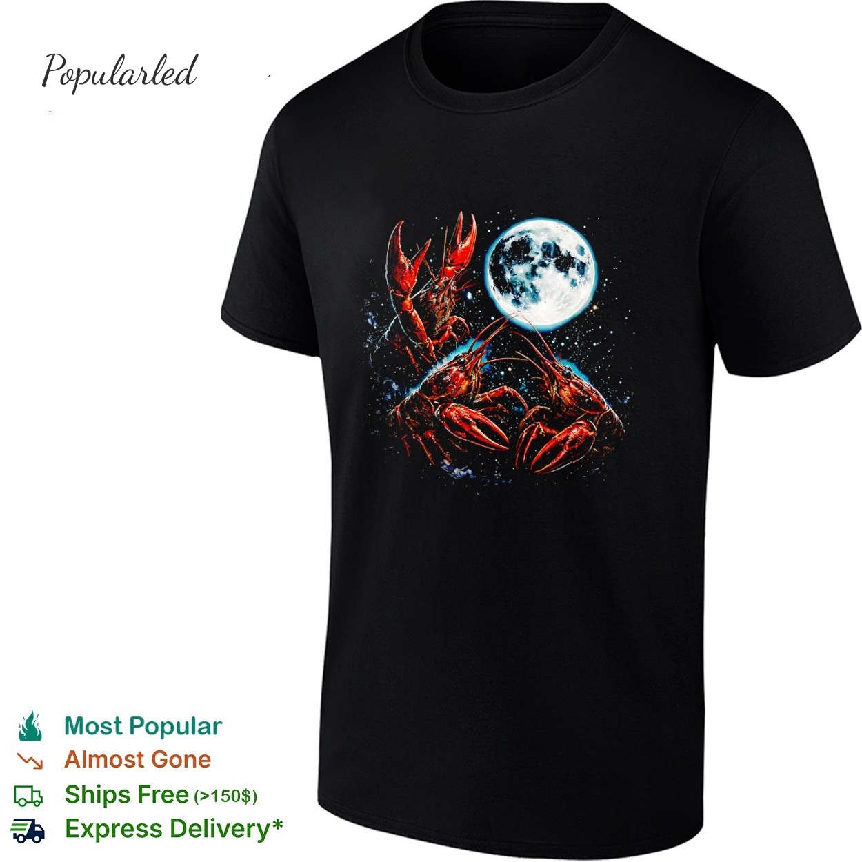 Three Crawfish Moon Galaxy Space Retro Animal shirt