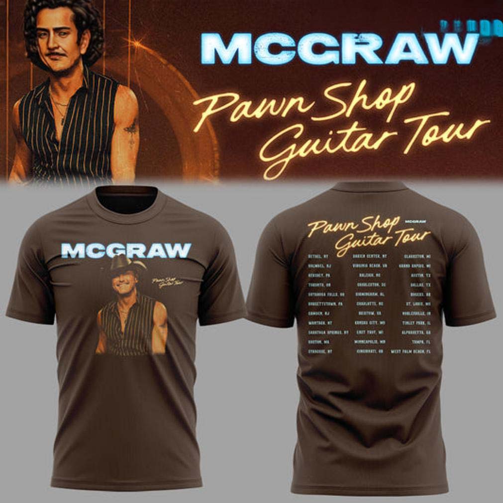 Tim McGraw Brown Pawn Shop Guitar Tour T Shirt