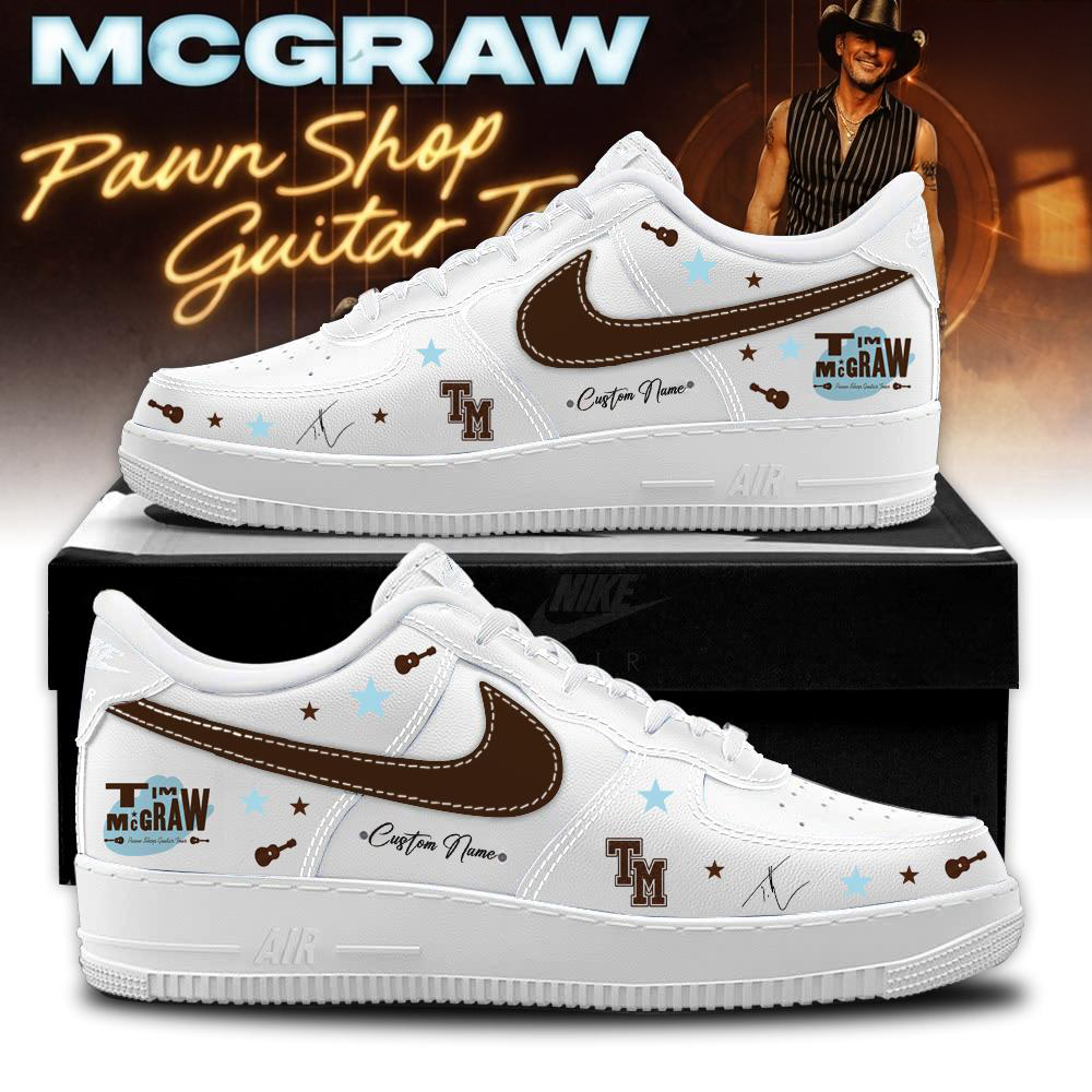 Tim McGraw Pawn Shop Guitar Tour Black and White Sneakers