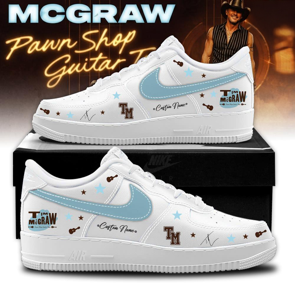 Tim McGraw White Pawn Shop Guitar Tour Sneakers