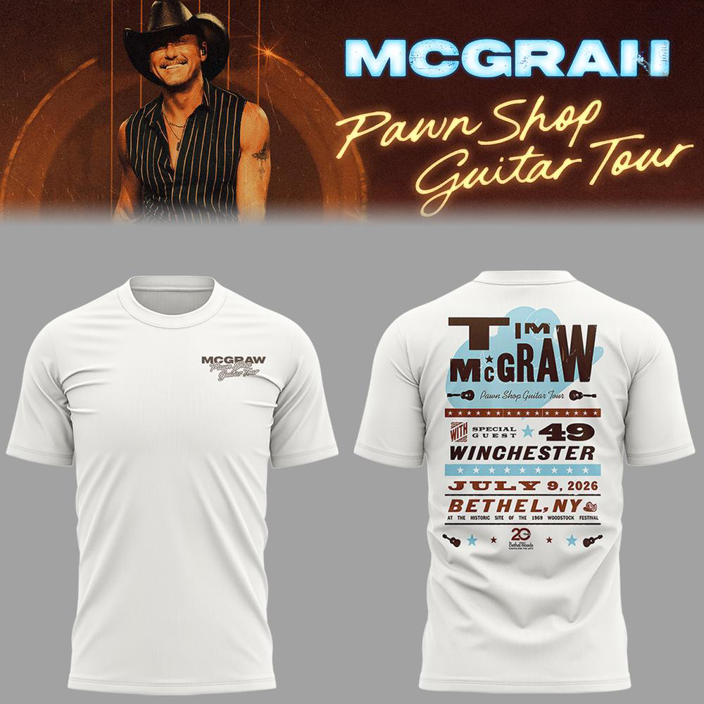 Tim McGraw White Pawn Shop Guitar Tour T Shirt