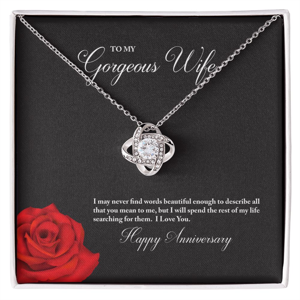 To My Gorgeous Wife Happy Anniversary Love Knot Necklace 1 To My Gorgeous Wife Happy Anniversary Love Knot Necklace