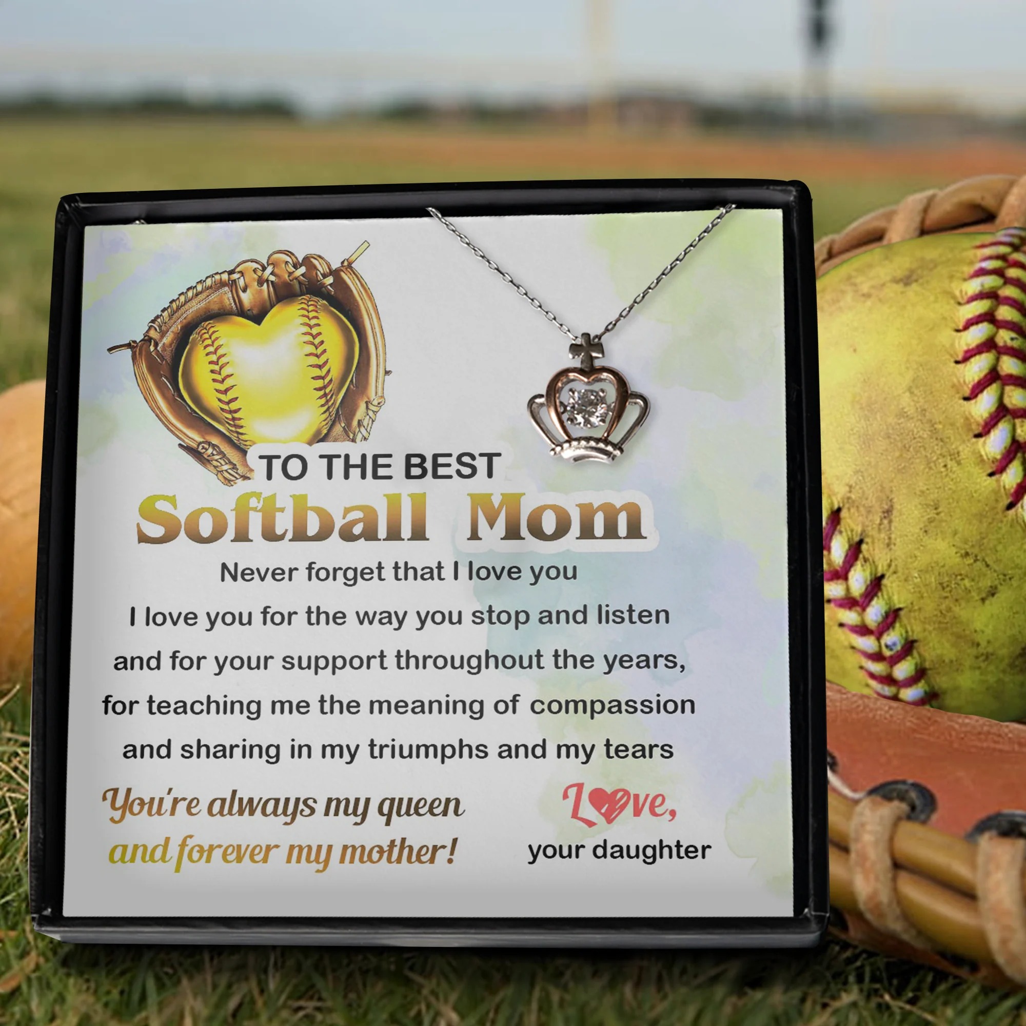 To The Best Softball Mom Crown Pendant Necklace Softball Player Gifts For Mom From Daughter 1 To The Best Softball Mom Crown Pendant Necklace Softball Player Gifts For Mom From Daughter