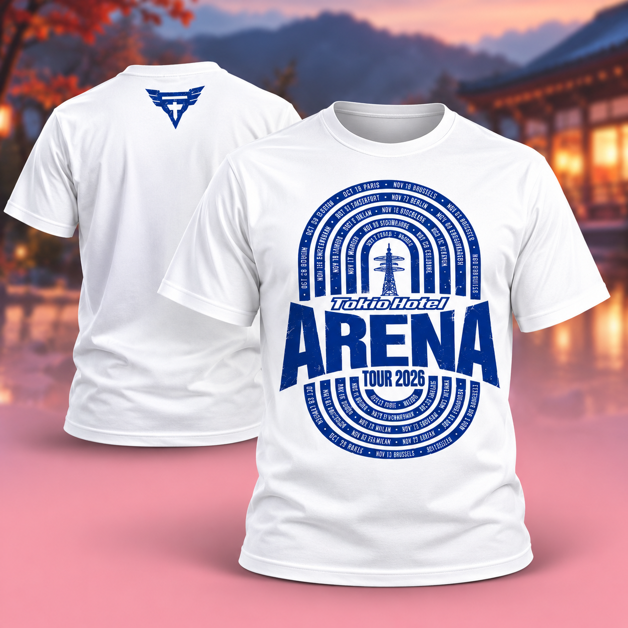 Tokio Hotel Merch Arena Tour 2026 Tour Dates White Two Sided Unisex TShirt
