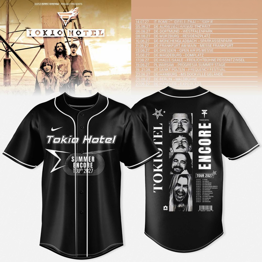 Tokio Hotel Summer Encore Tour 2027 Black Portrait Graphic Baseball Jersey 1 - Unicasport Tokio Hotel Summer Encore Tour 2027 Black Portrait Graphic Baseball Jersey