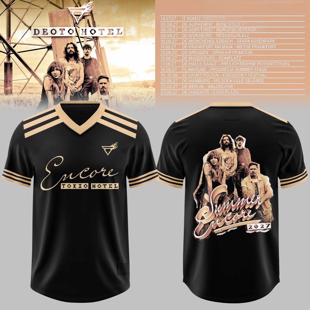Tokio Hotel Summer Encore Tour 2027 Gold Portrait Graphic Football Jersey 1 - Unicasport Tokio Hotel Summer Encore Tour 2027 Gold Portrait Graphic Football Jersey