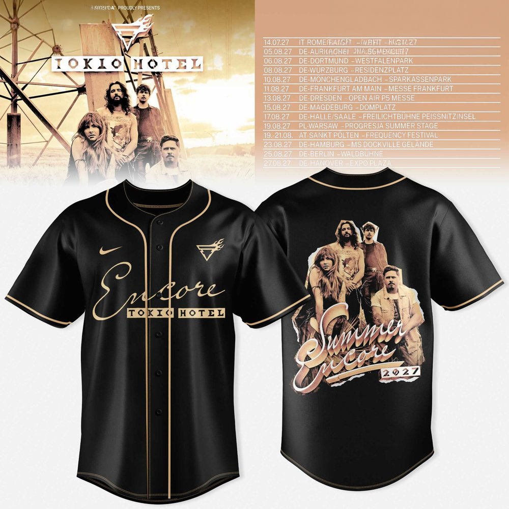Tokio Hotel Summer Encore Tour 2027 Gold Signature Graphic Baseball Jersey 1 - Unicasport Tokio Hotel Summer Encore Tour 2027 Gold Signature Graphic Baseball Jersey