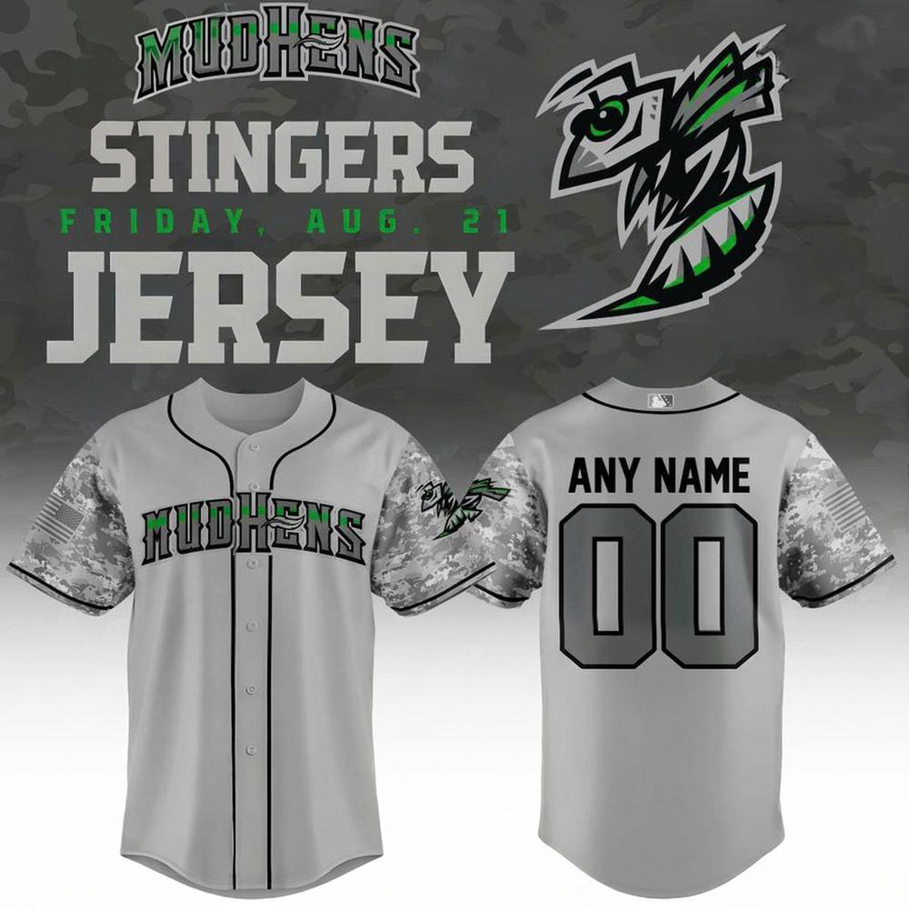 Toledo Mud Hens Stingers Night White Custom Name Baseball Jersey