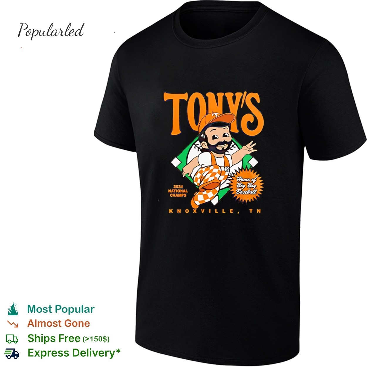 Tonys Tennessee Volunteers 2026 National Champions Home of Big Boy baseball shirt
