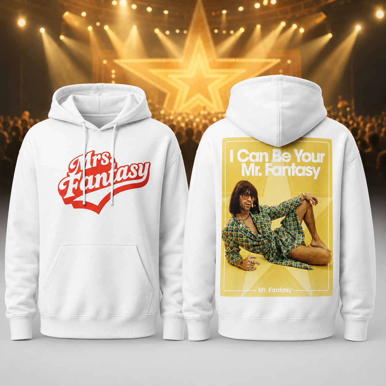 Mr Fantasy Yellow Graphic White Hoodie