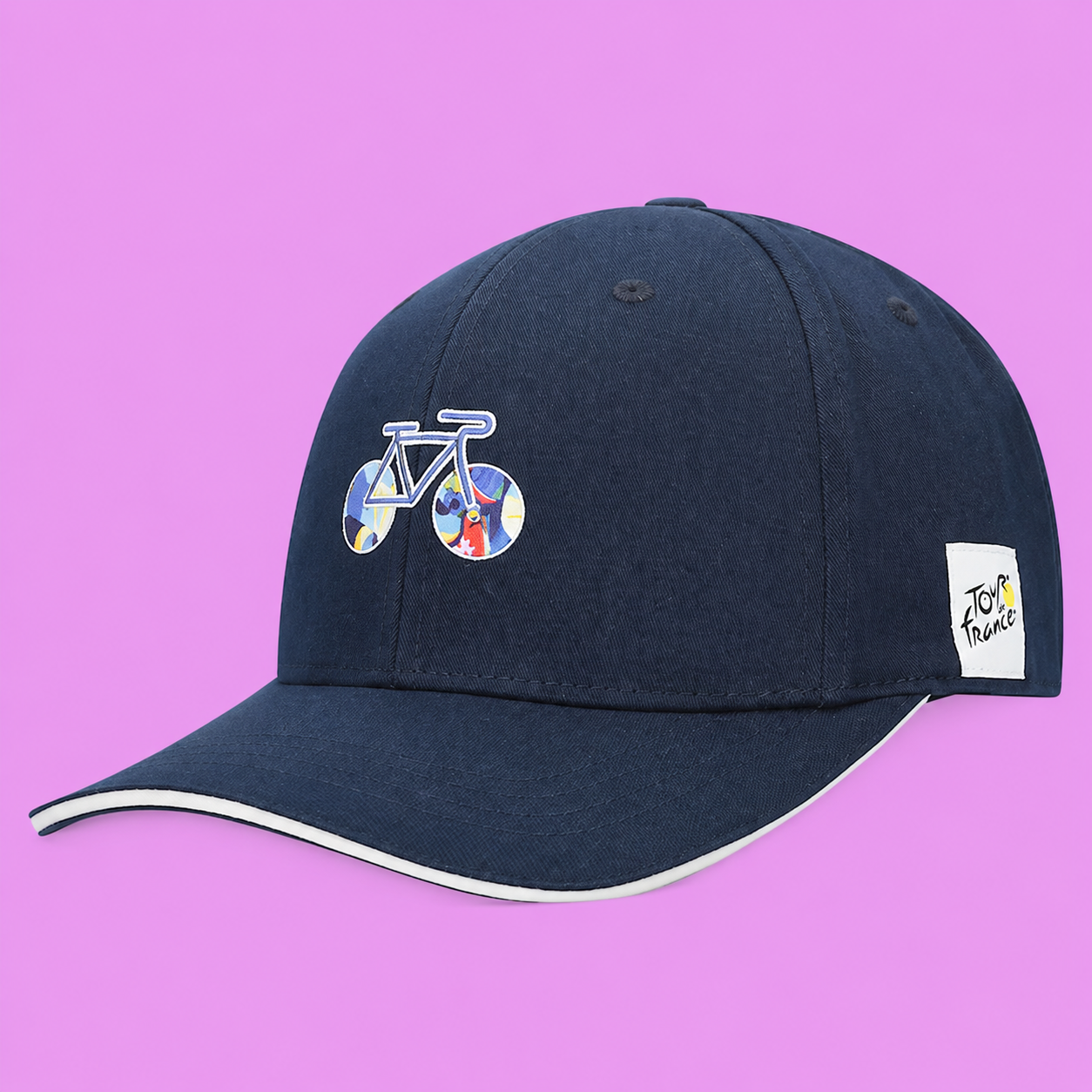 Tour de France 2026 Bicycle Embroidered Navy Baseball Cap for Cycling Fans