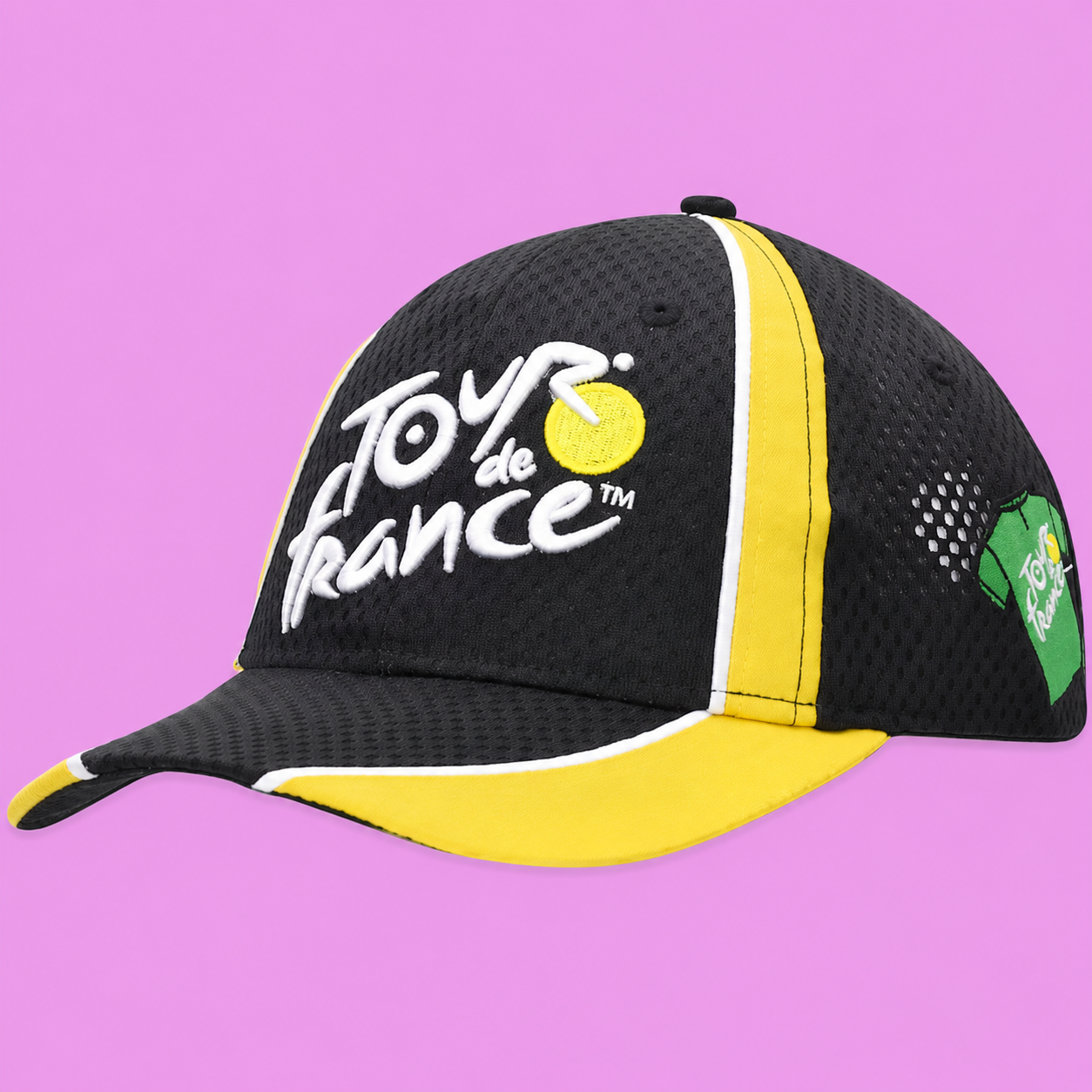 Tour de France 2026 Black and Yellow Performance Baseball Cap for Cycling Fans