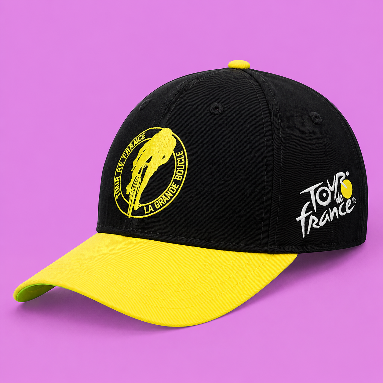 Tour de France 2026 La Grande Boucle Cycling Cap Black Yellow Rider Hat Fan Apparel