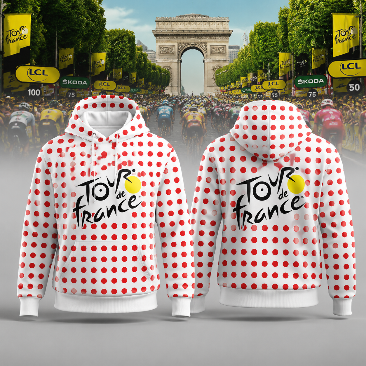Tour de France Red Polka Dot Mountain Hoodie for Cycling Fans