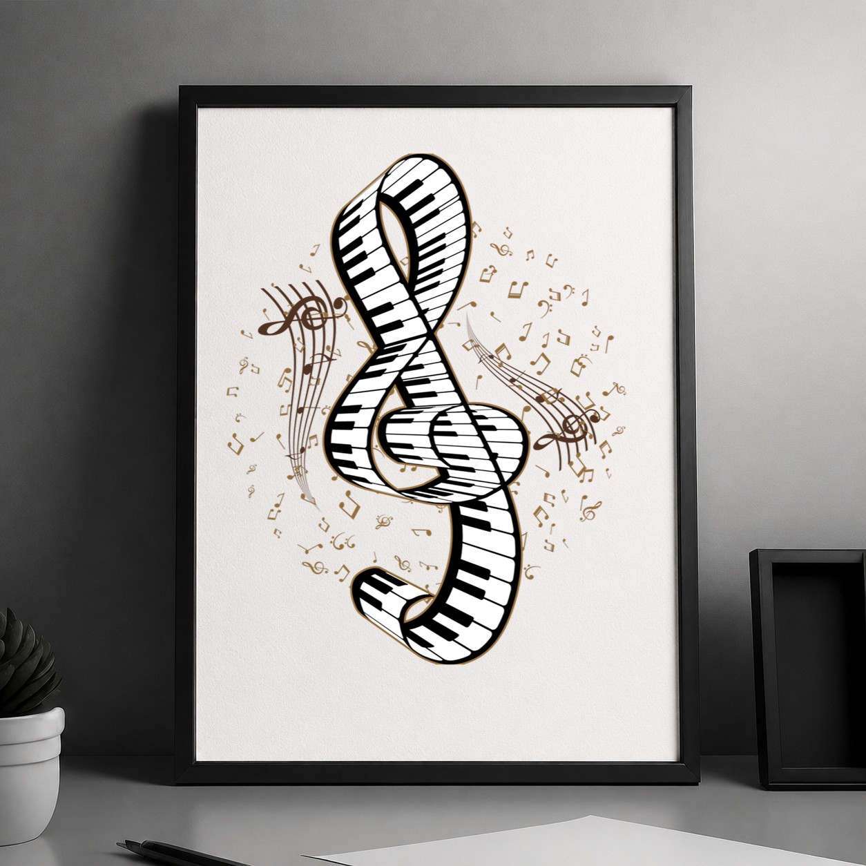 Treble Clef Keyboard Classical Music Notes Funny Piano Lover Poster