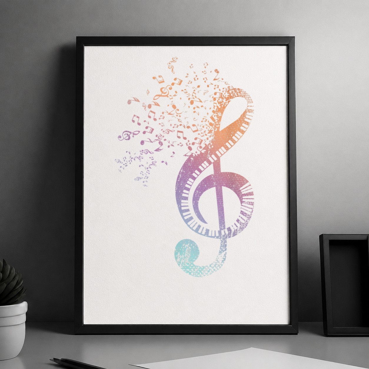Treble Clef Piano Keyboard Musician Pianist Colorful Piano Poster