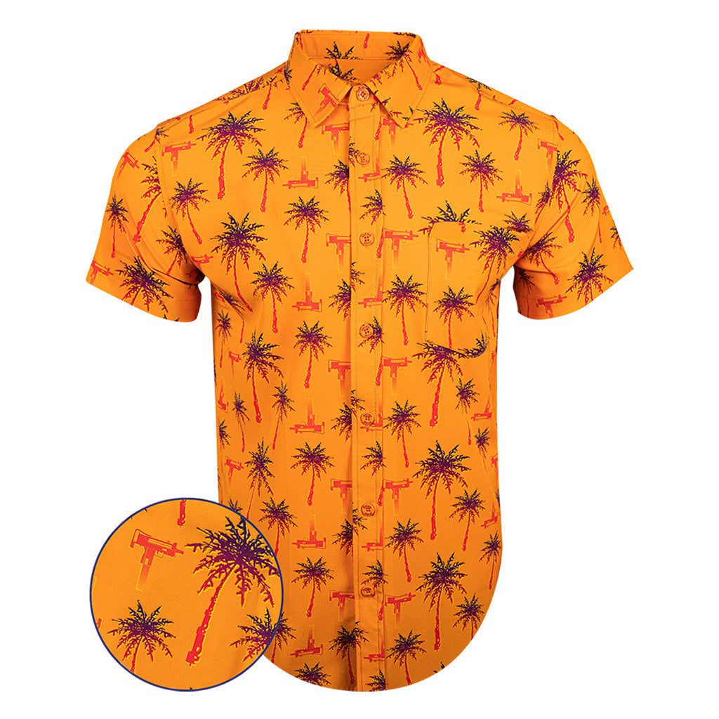 Trigger Happy Sunset Button Down Shirt Outdoor Hawaiian Tactical Shirt Gifts For Son In Law