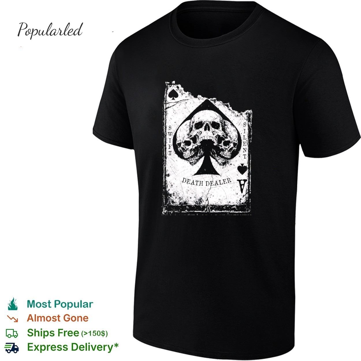 Trio Skeleton Swift Silent Death Dealer Grunt spade card retro shirt