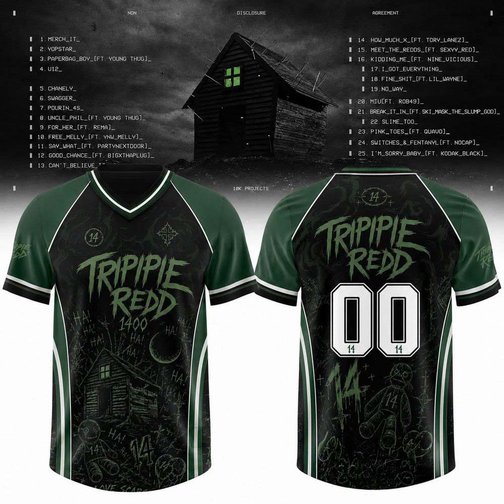 Trippie Redd Non Disclosure Agreement 00 Green Black Graphic Football Jersey Fan Apparel Collection 2 - Unicasport Trippie Redd Non Disclosure Agreement 00 Green Black Graphic Football Jersey Fan Apparel Collection