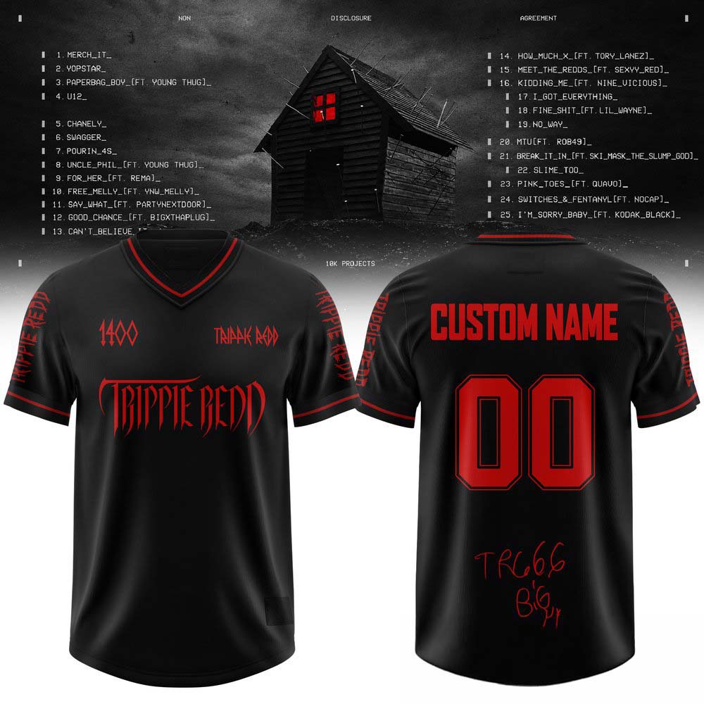 Trippie Redd Non Disclosure Agreement Custom Name 00 Black Red Football Jersey Game Day Collection 1 - Unicasport Trippie Redd Non Disclosure Agreement Custom Name 00 Black Red Football Jersey Game Day Collection