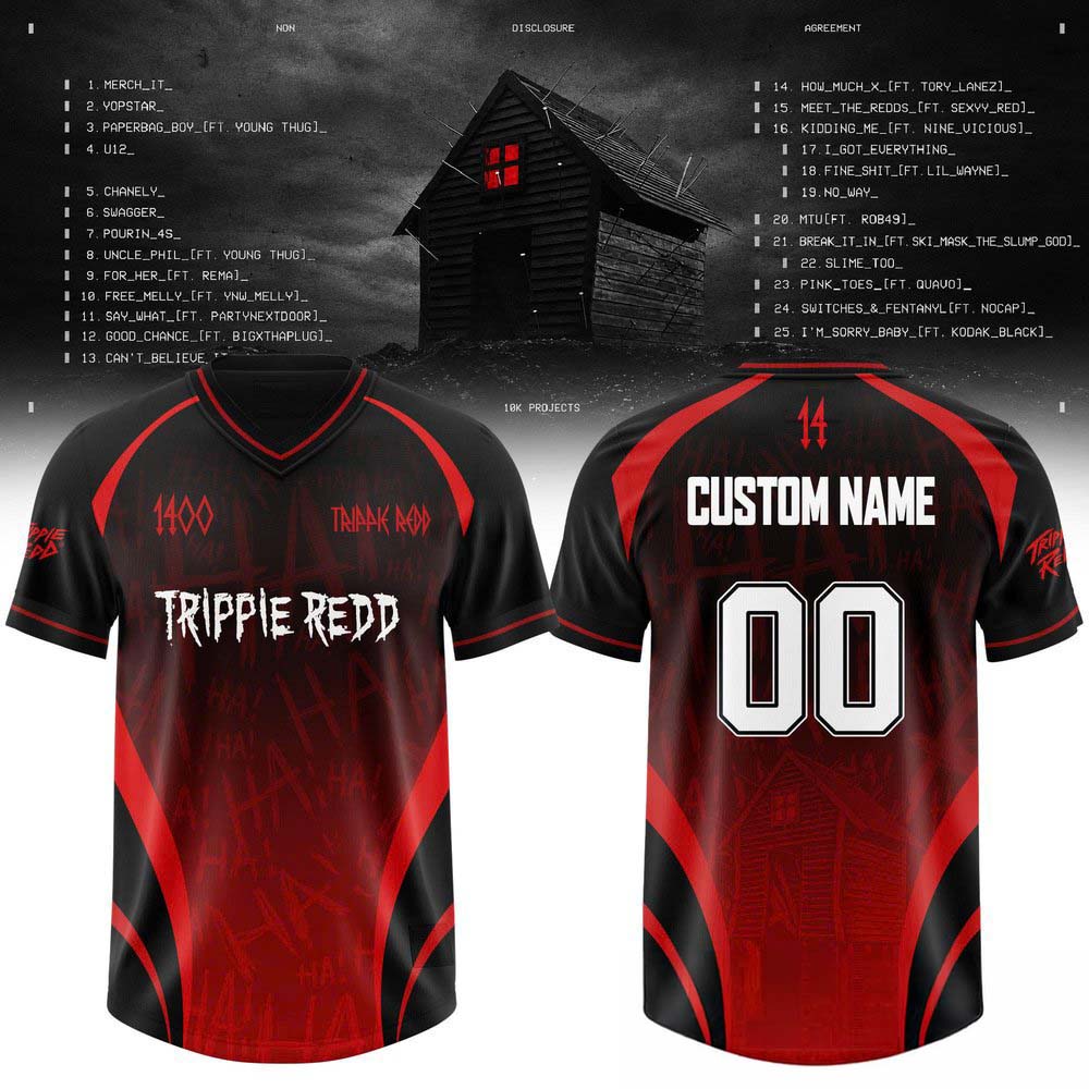 Trippie Redd Non Disclosure Agreement Custom Name 00 Red Black Football Jersey Supporter Collection 2 - Unicasport Trippie Redd Non Disclosure Agreement Custom Name 00 Red Black Football Jersey Supporter Collection