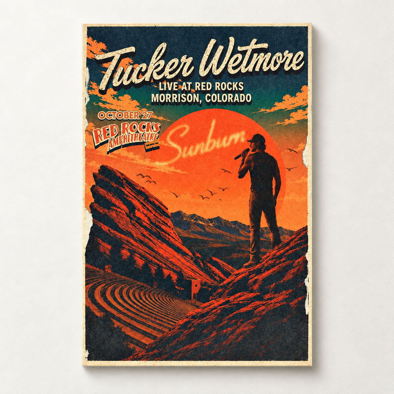 Tucker Wetmore Event Poster Live At Red Rocks Amphitheatre In Morrison CO On October 27 2026 Home Decor Poster Canvas