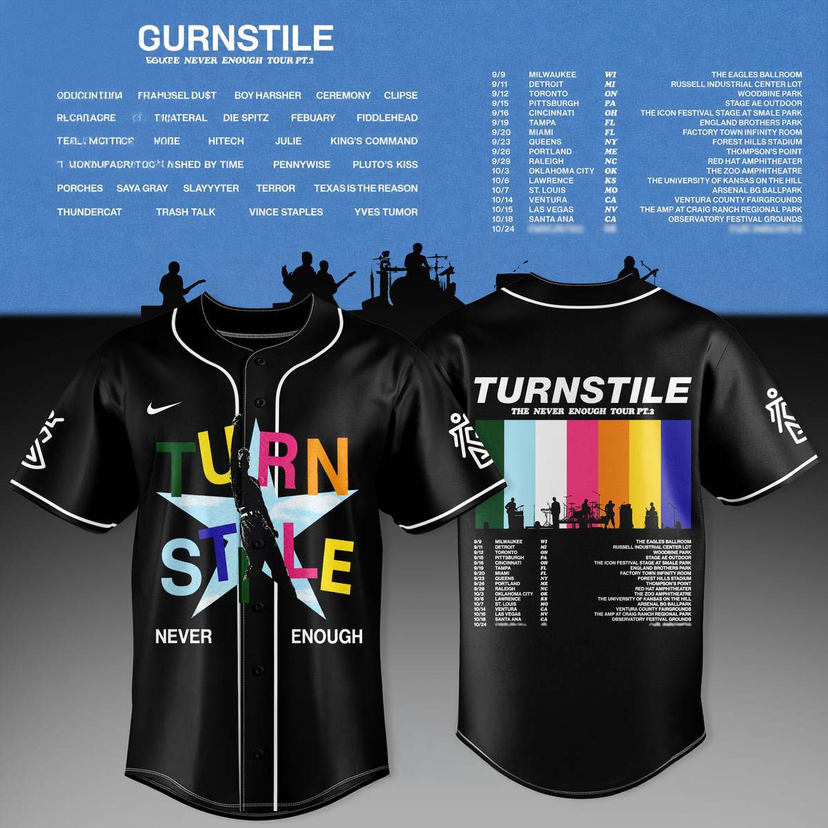 Turnstile Band The Never Enough Tour Pt 2 Baseball Jersey Best Gift for Fans