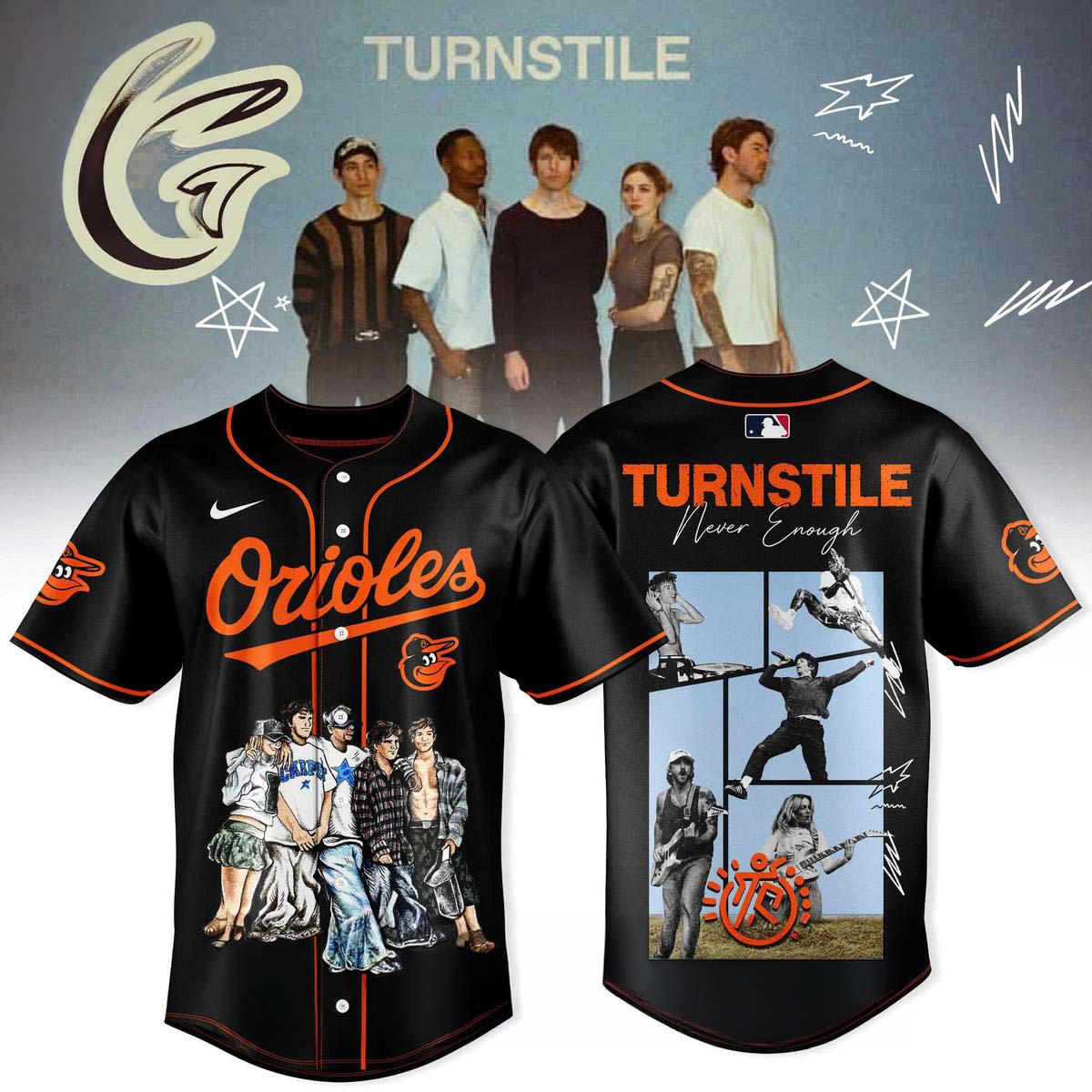 Turnstile x Baltimore Orioles Never Enough Baseball Jersey Gift for Fans