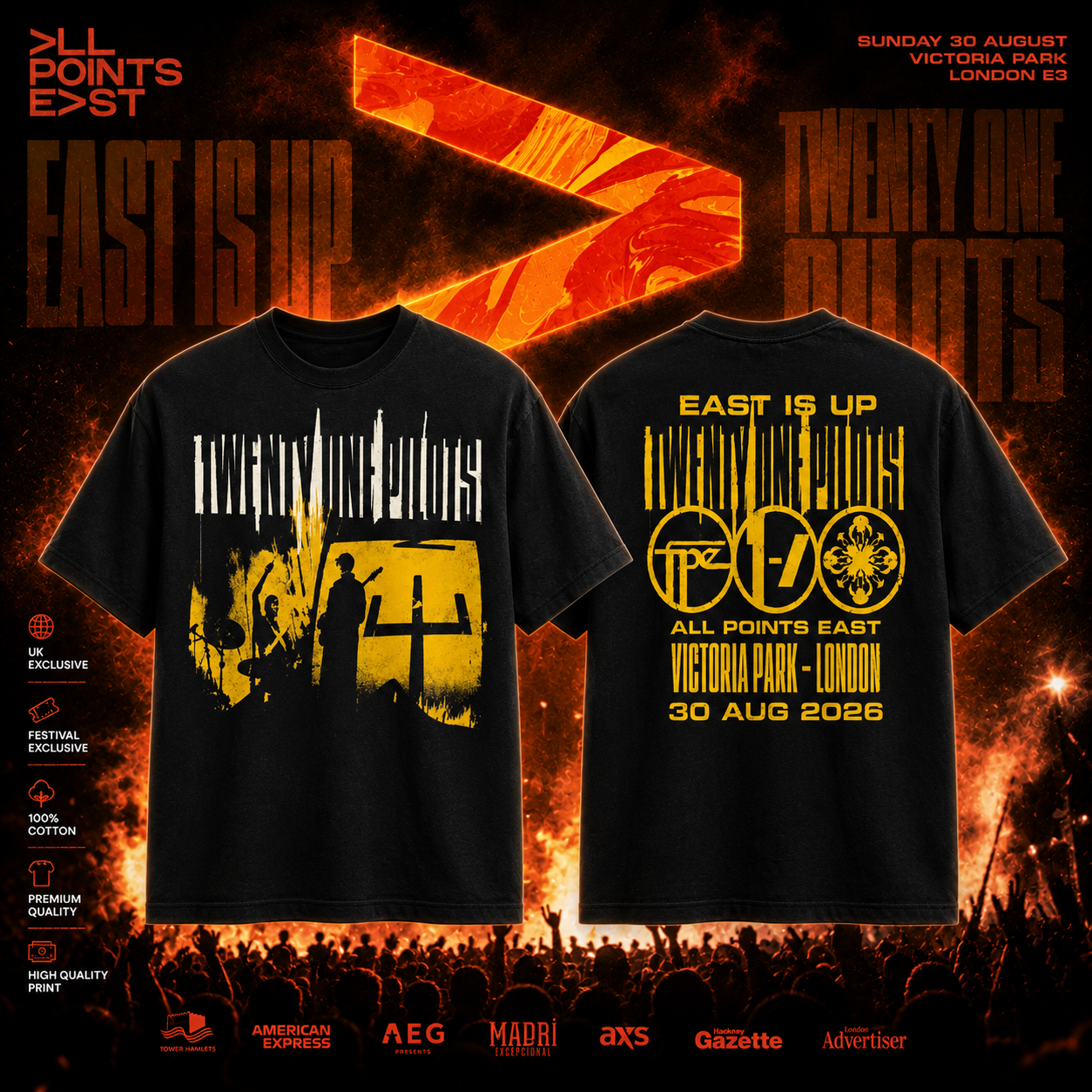 twenty one pilots aug 29 2026 london uk merch shirt 93ER7 - merchtourboutique