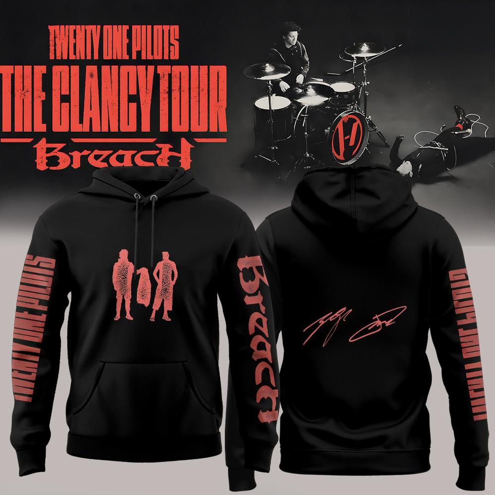 Twenty One Pilots Clancy Tour Breach Black Graphic Hoodie