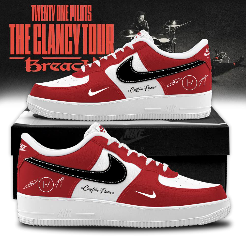 Twenty One Pilots Red and White Tour Fan Sneakers
