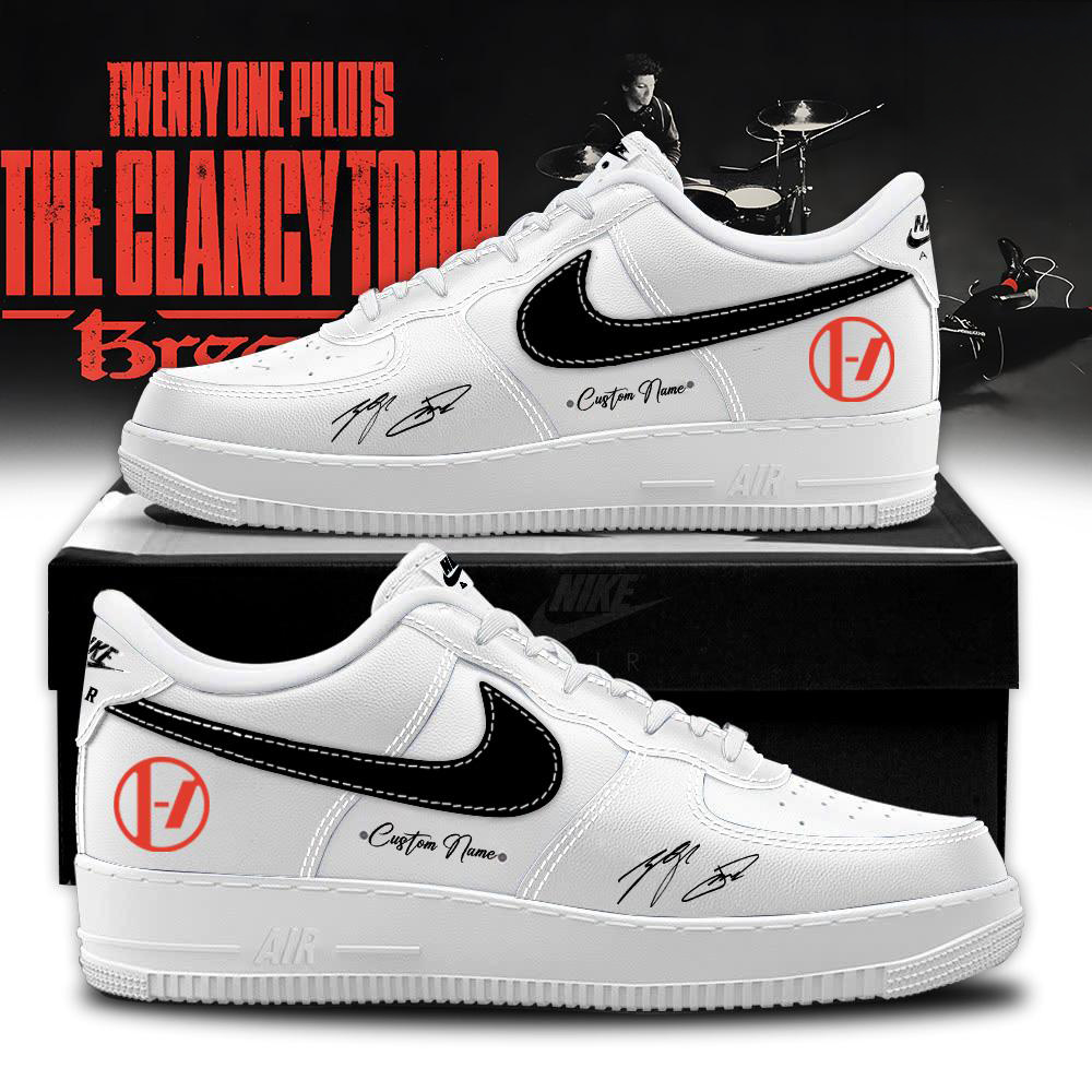 Twenty One Pilots White and Black Clancy Tour Sneakers