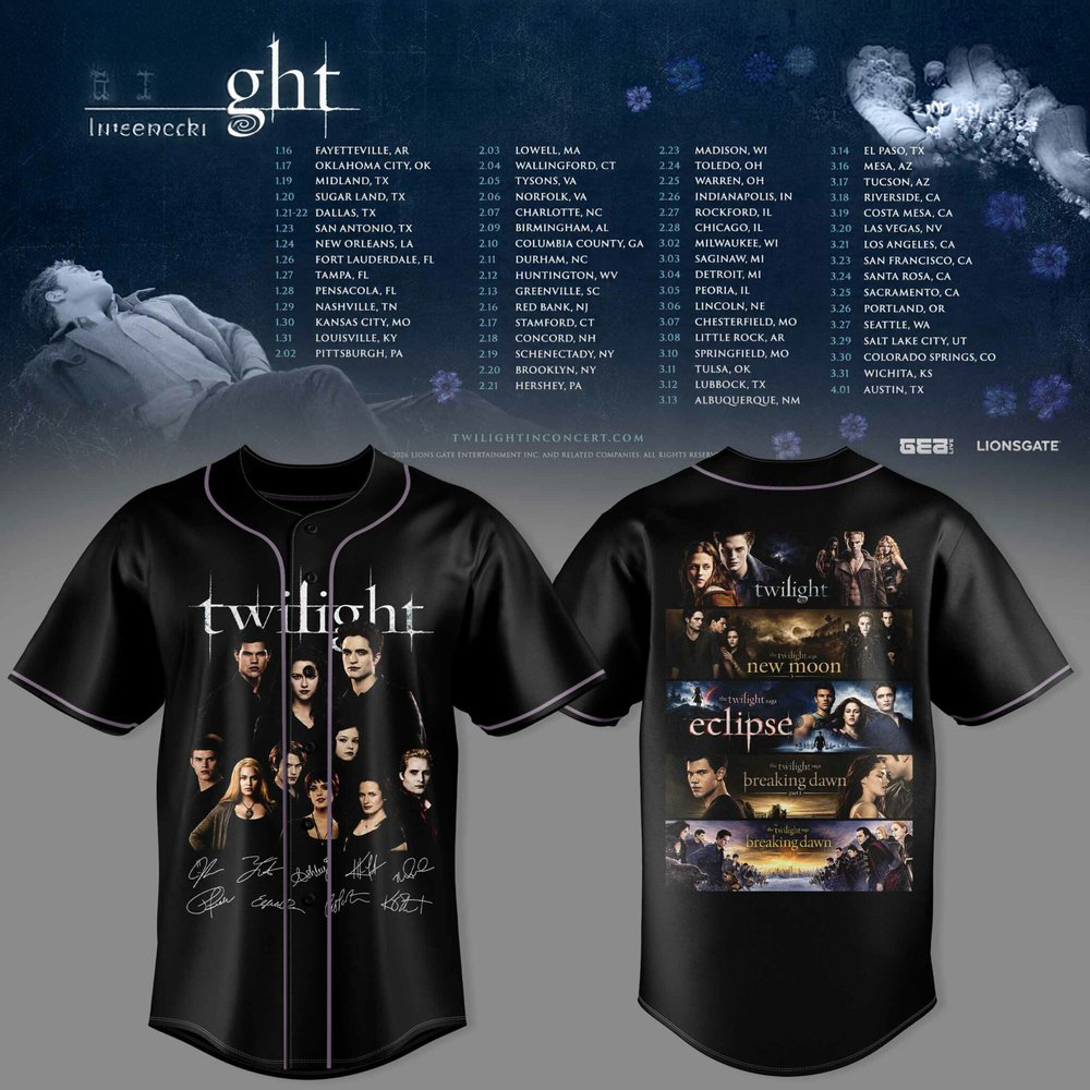 Twilight Saga Twilight In Concert Unisex Tour Black Cast Collage Graphic Baseball Jersey 2 - Unicasport Twilight Saga Twilight In Concert Unisex Tour Black Cast Collage Graphic Baseball Jersey