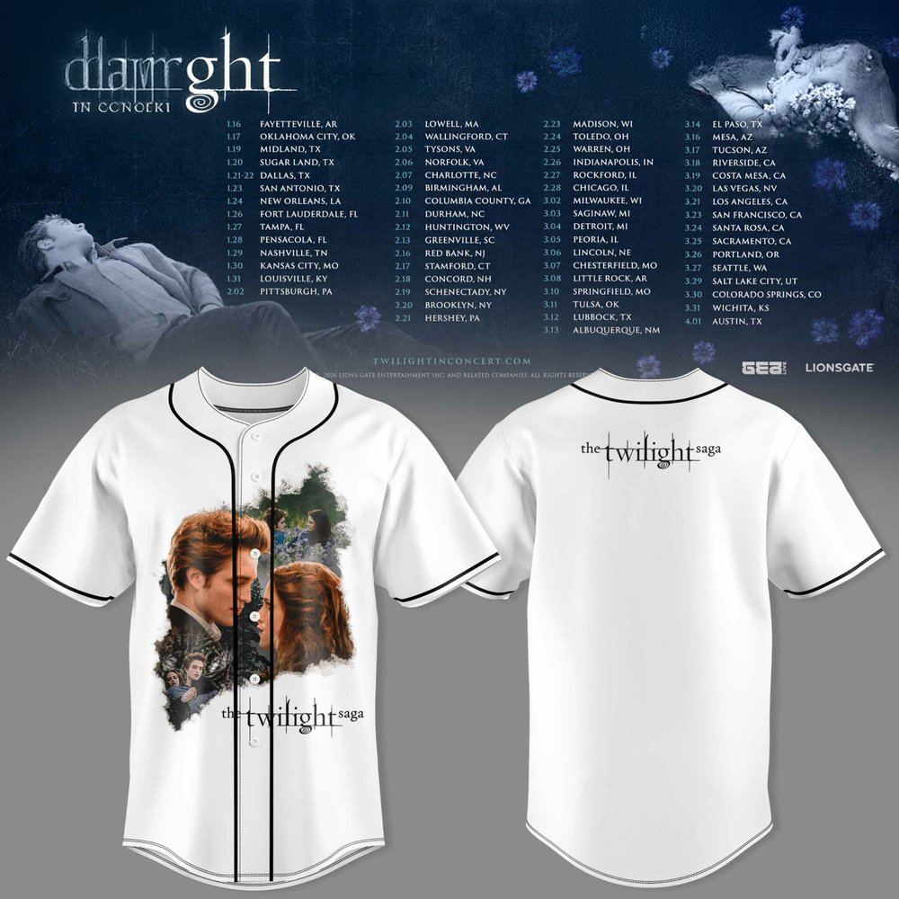 Twilight Saga Twilight In Concert Unisex Tour White Portrait Graphic Baseball Jersey 2 - Unicasport Twilight Saga Twilight In Concert Unisex Tour White Portrait Graphic Baseball Jersey