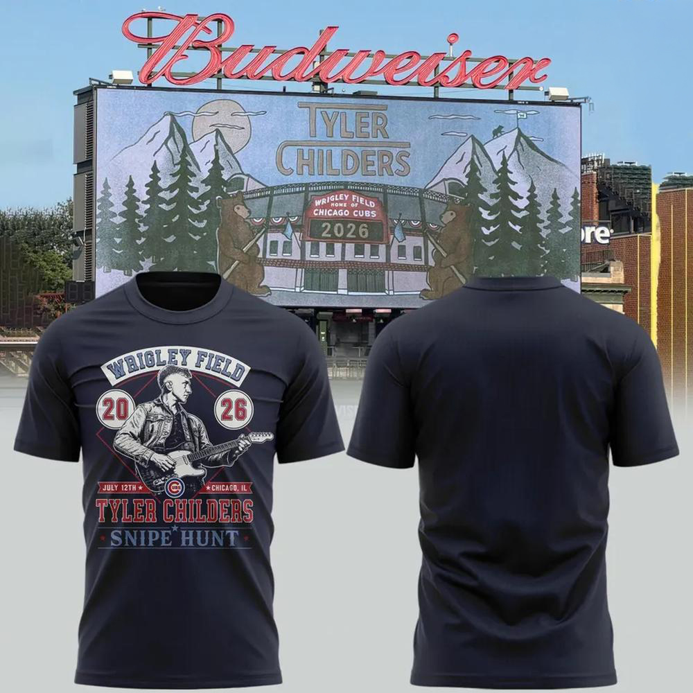 Tyler Childers Navy Chicago Cubs Wrigley Field T Shirt