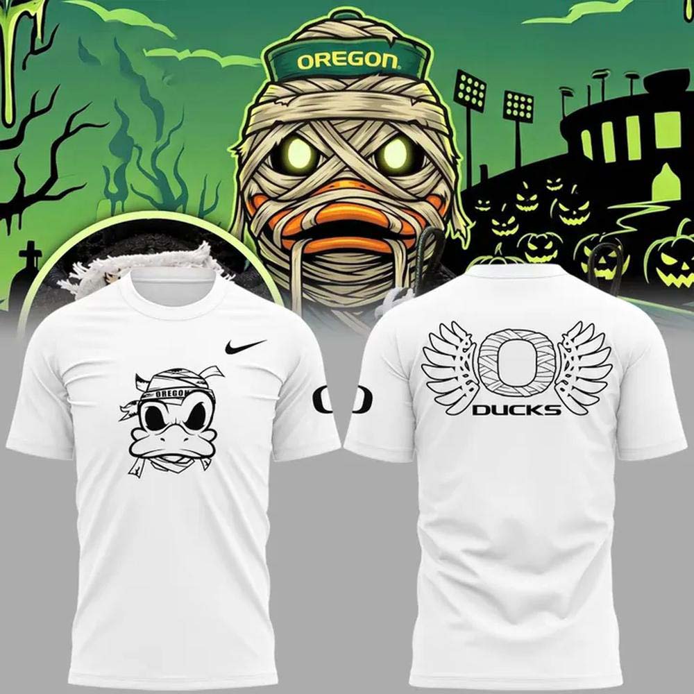 Unisex Oregon Ducks Spooky Season Mummy Short Sleeve TShirt